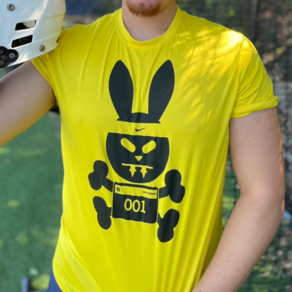 NIKE MEN BAD PSYCHO BUNNY T SHIRT RUNNING RUNNER SKULL SKELETON RUN SCREW ROBOT